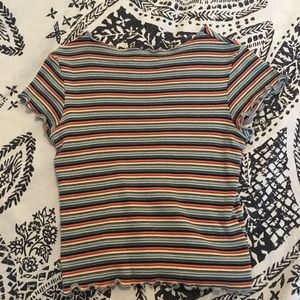 Brandy Melville Tops - rainbow stripe lettuce edge top Brandy Melville Tops - rainbow stripe lettuce edge top